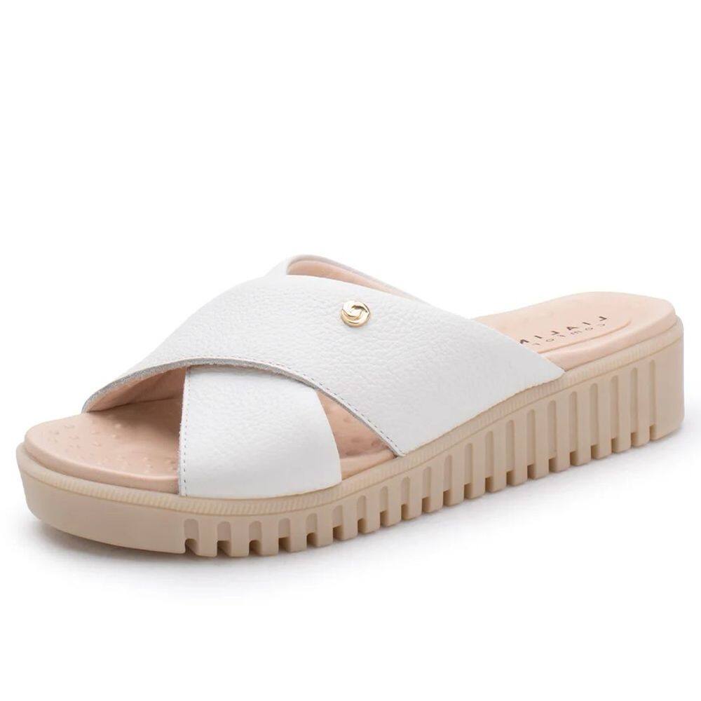 Tamanco Feminino Anabela Conforto Couro Casual Lia Line