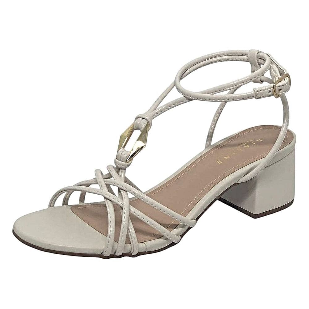 Sandália Feminina Salto Elegante Enfeite Metalico Lia Line
