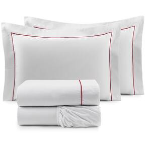 Jogo de Lençol Cama Super King 100% Algodão Percal 200 Fios 4 peças Glass Clean