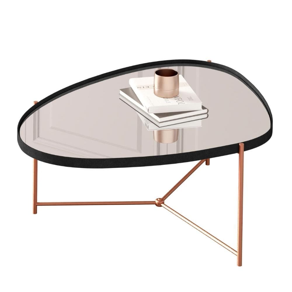 Mesa De Centro Orgânica Alamanda Espelhada Preto Bronze