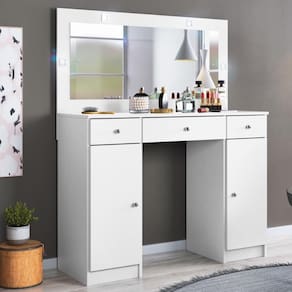Camarim Penteadeira 3 Gavetas 2 Porta com LED Carisma - Branco