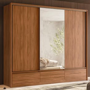 Guarda Roupa Casal 3 Portas Com Espelho e 7 Gavetas Lounge