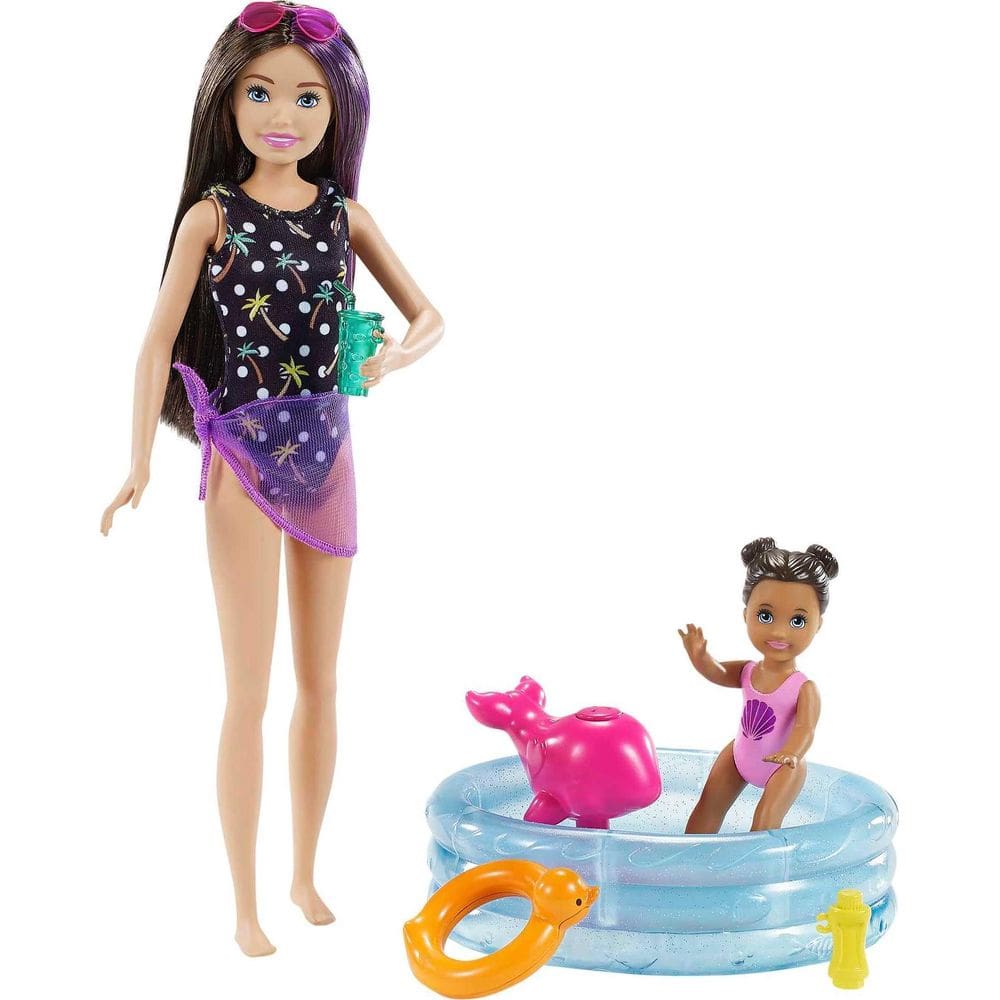 Conjunto de brinquedos Barbie Skipper Babysitters Inc com boneca Skipper e piscina