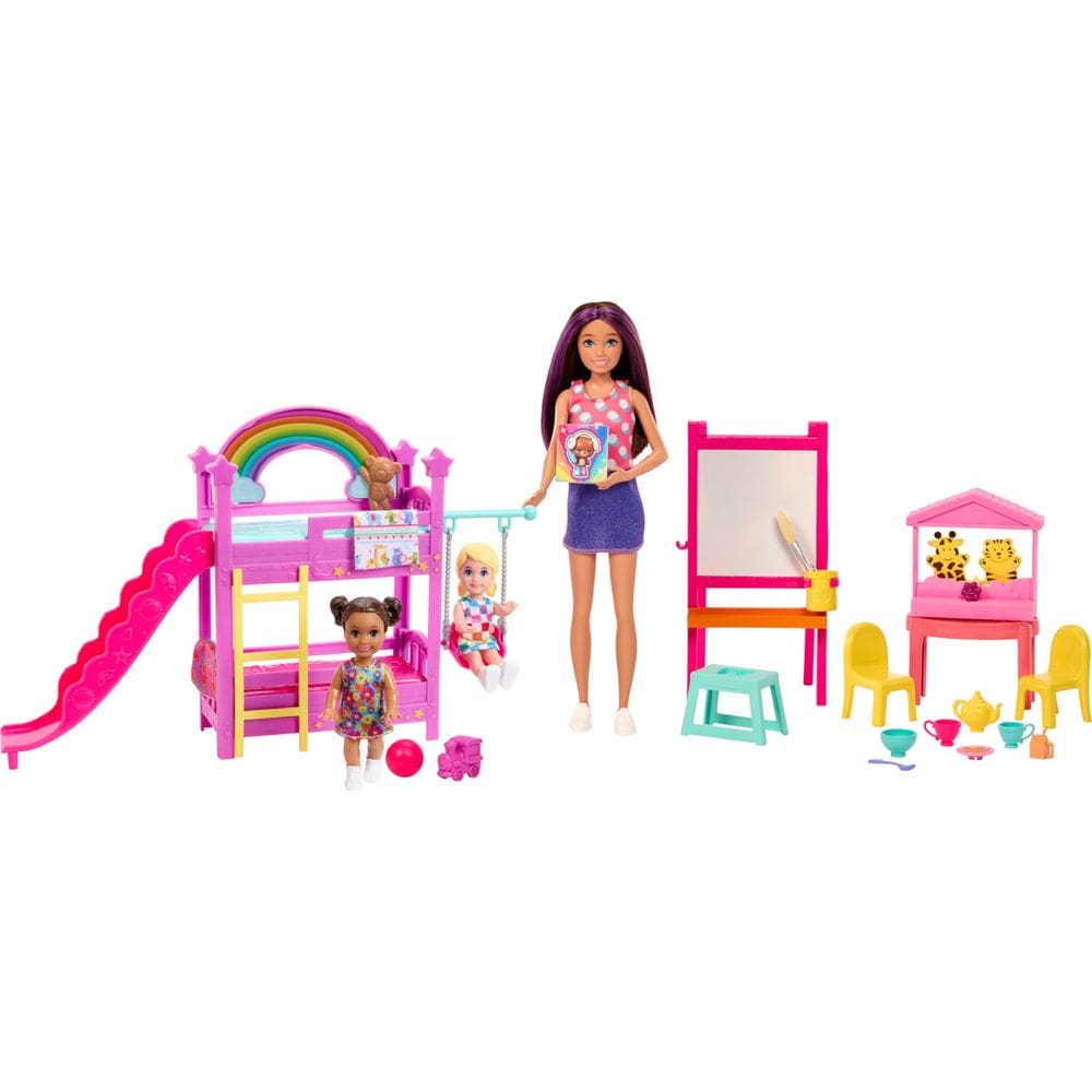 Playset Barbie Skipper First Jobs Daycare com 3 bonecas