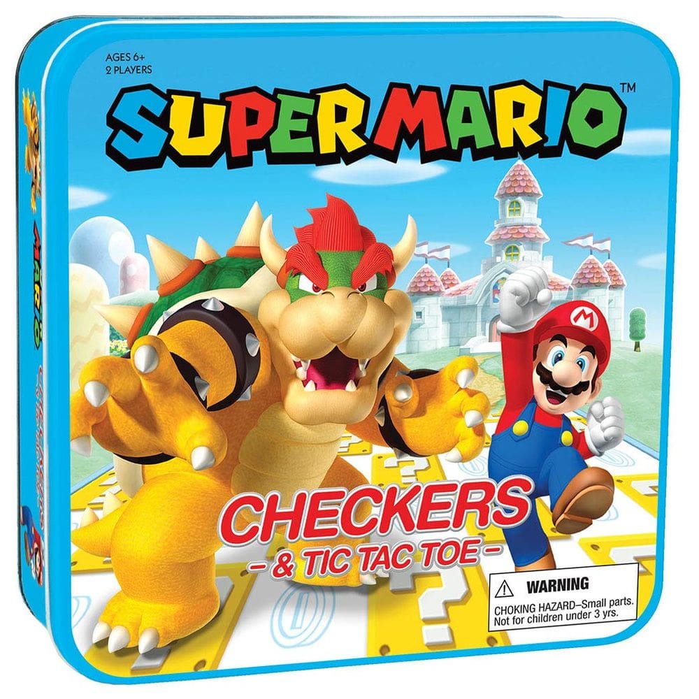 Conjunto de jogos USAOPOLY Super Mario Checkers e Tic-Tac-Toe Collectible
