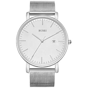Relógio BUREI Ultra Thin Analog Quartz Stainless Steel Masculino