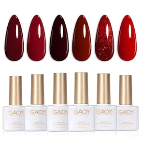 Conjunto de esmaltes em gel GAOY Burgundy Red 6 cores 7,3 ml UV LED