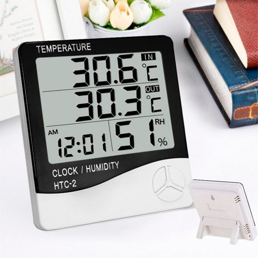 Higrômetro Digital Com Sensor De Temperatura E Relógio