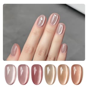 Conjunto de esmaltes GAOY Jelly Pink Silver Cat Eye com ímã