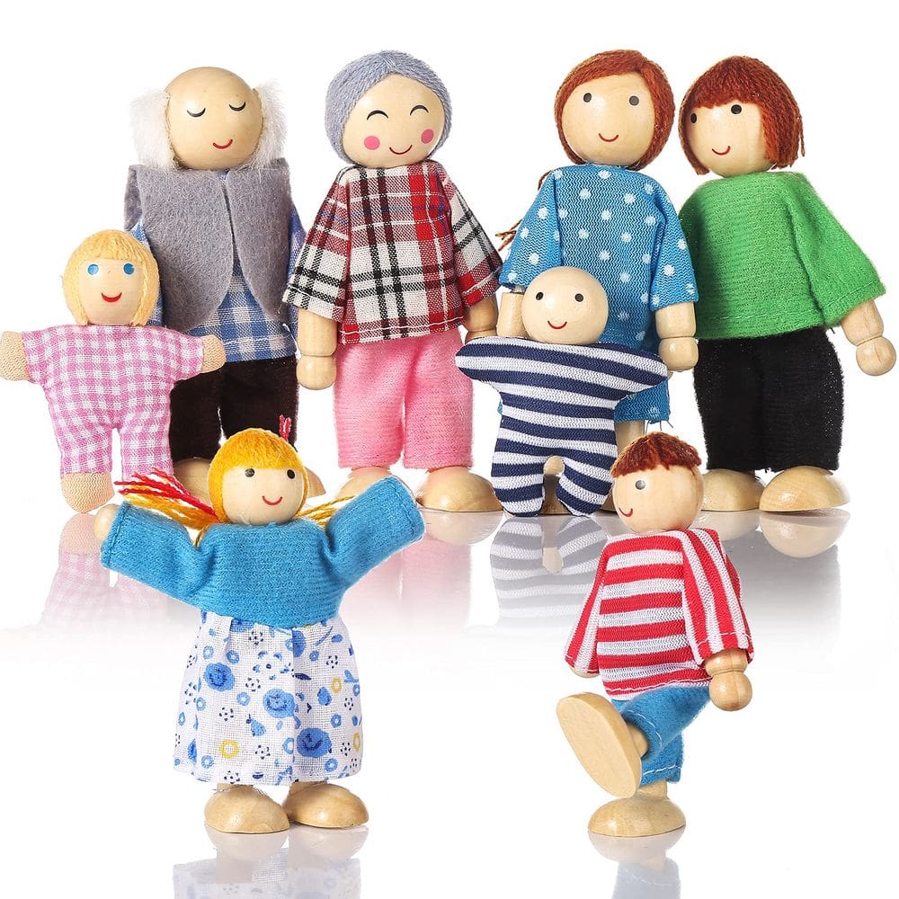 Conjunto Wooden Doll House People Jzszera para meninas e crianças