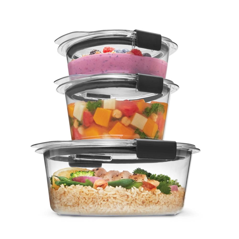 Recipientes de armazenamento de alimentos Rubbermaid Brilliance® Conjunto de 6 peças