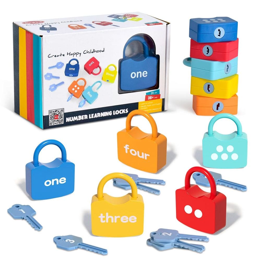 Fechaduras de aprendizagem numérica Montessori Toy YyDeek com teclas 3y+