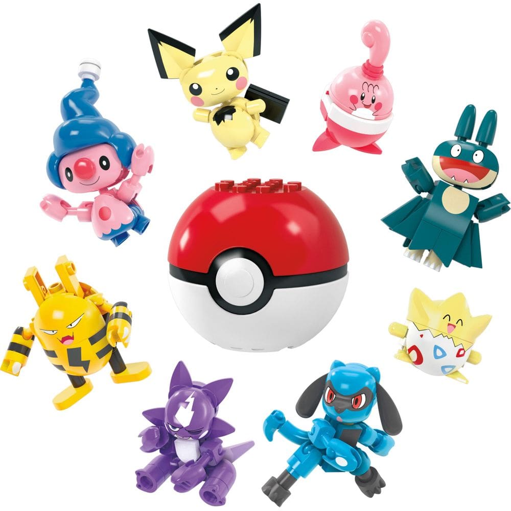Pacote de 8 brinquedos para construção de bonecos de ação Mega Pokémon Trainer