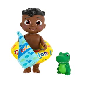 Boneca CocoMelon Splish Splash Cody de brinquedo com Dino Bath Squirter