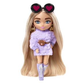 Mini boneca Barbie Extra #4 14 cm com suporte e acessórios