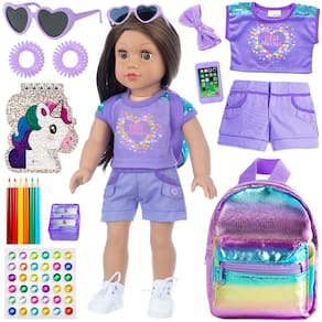 Material escolar Playset 18INDC, boneca feminina de 18 polegadas com acessórios