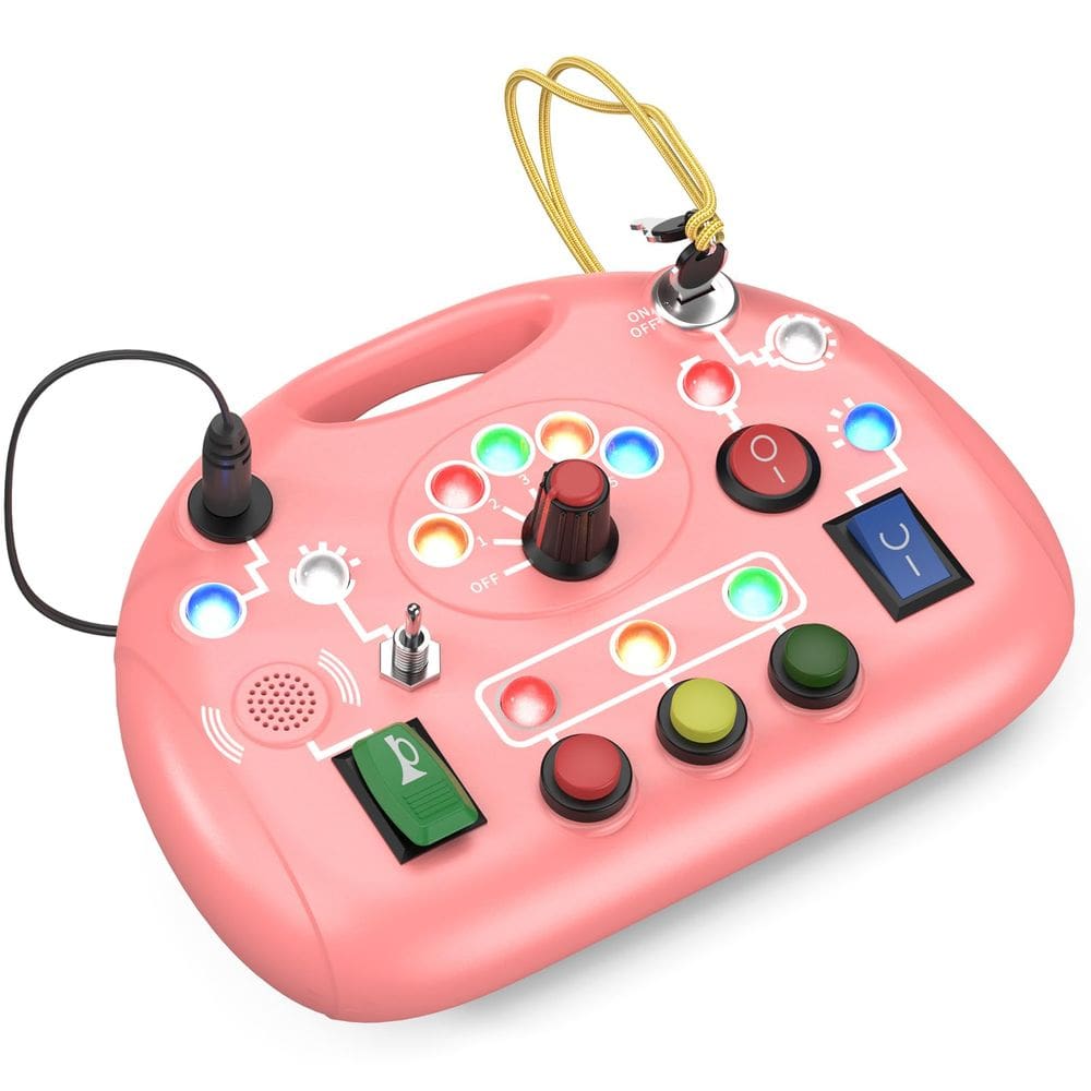Busy Board Gutkice Toddler com interruptor de luz LED de 1 a 2 anos rosa