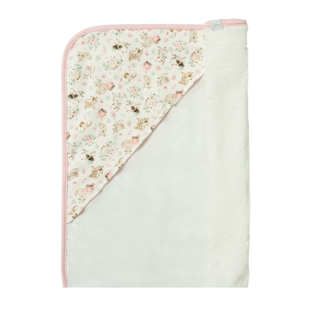 Toalha de Banho Bebê Gatinhos Rosa com Capuz 90X70cm - Hug