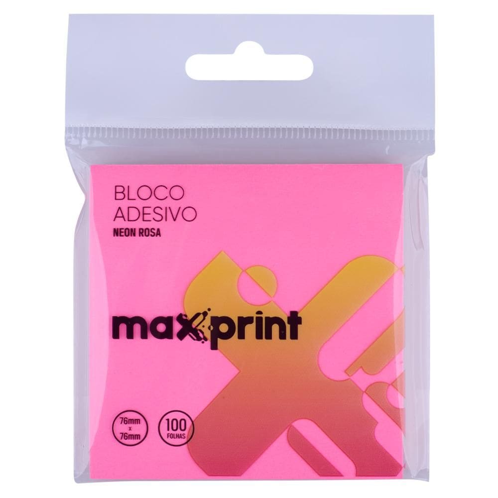 Bloco Adesivo 76x76mm Rosa Neon Maxprint 743363