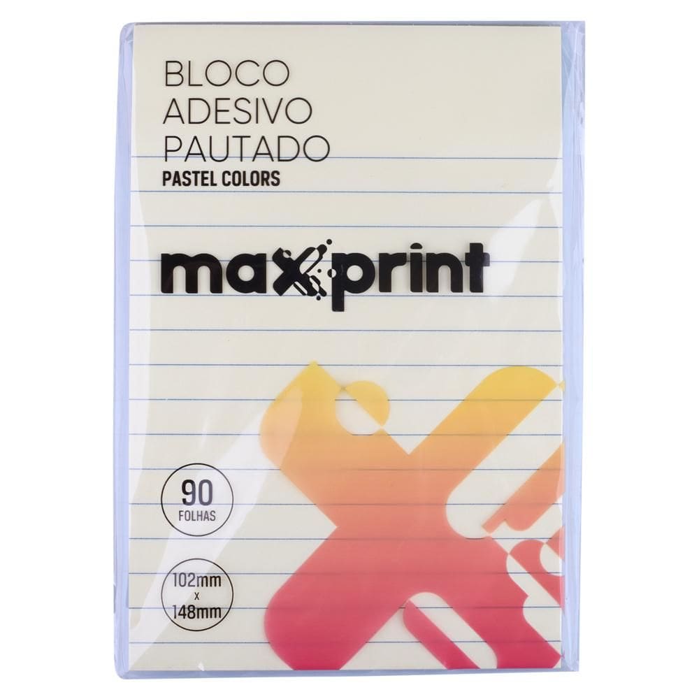 Bloco Adesivo Pautado 102x148mm 90 Folhas Maxprint