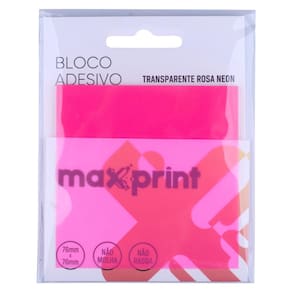 Bloco Adesivo Transparente 76x76mm Rosa Maxprint 744905