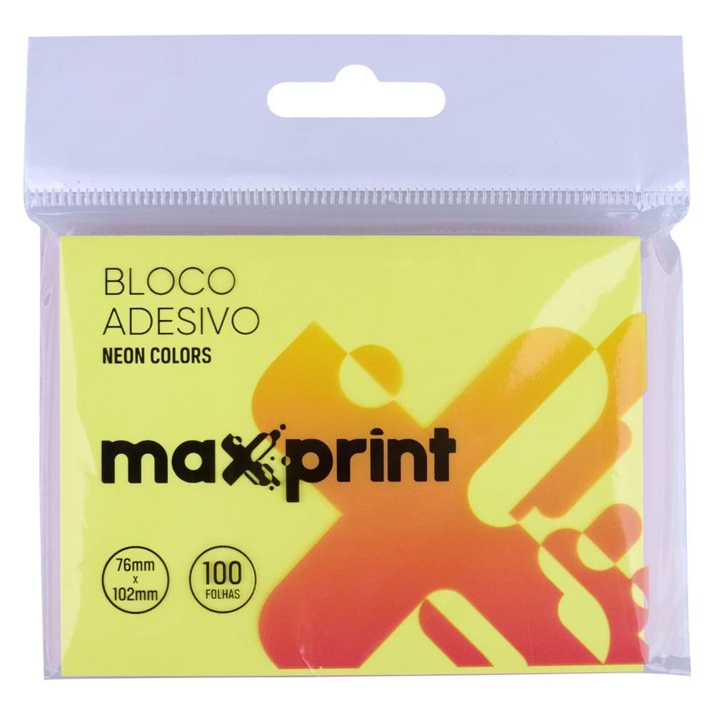 Bloco Adesivo Neon Amarelo e Rosa 76x102mm Maxprint