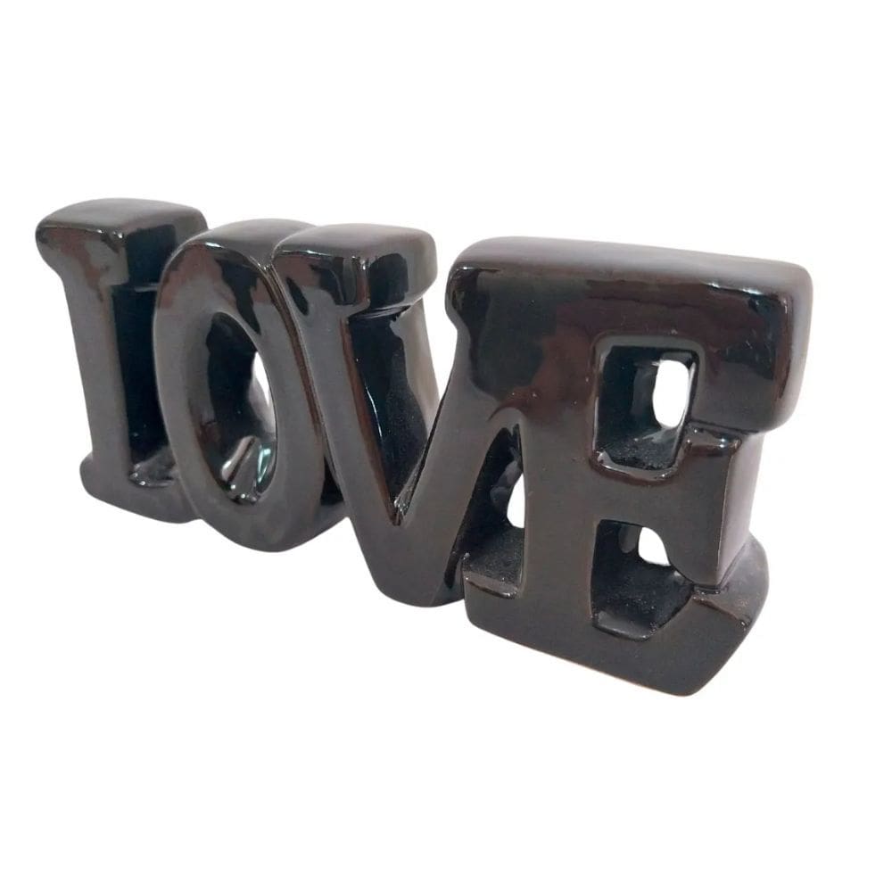 Palavra Decorativa De Ceramica Love Preta Lyor R.4536
