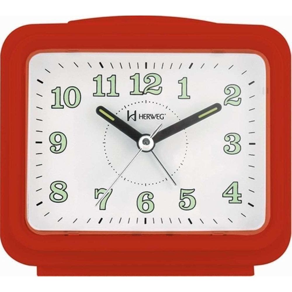 Relógio Despertador Quartz Herweg Som Alto Vermelho 2588-044