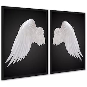 Kit 2 Quadros Decorativos Asas De Anjo 24X18Cm