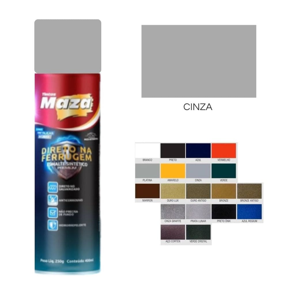 Spray Esmalte Direto Na Ferrugem Cinza 250G 31521