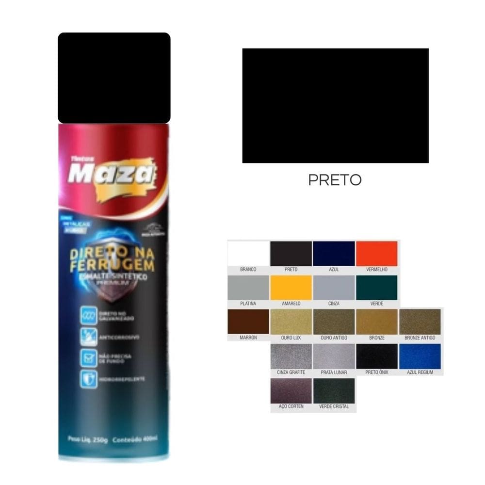 Spray Esmalte Direto Na Ferrugem Preto 250G 31524