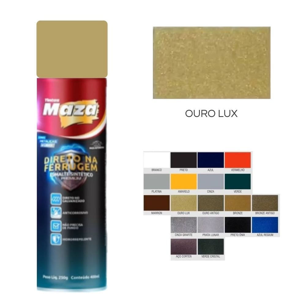Spray Esmalte Direto Na Ferrugem Ouro Lux 250G 31527