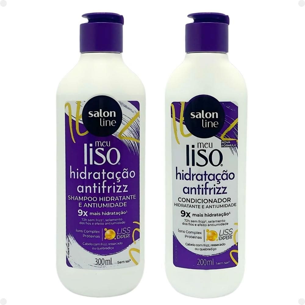 Kit Salon Line Meu Liso Hidratação Antifrizz: Shampoo 300ml e Condicionador 200ml Hidratante e Antiumidade