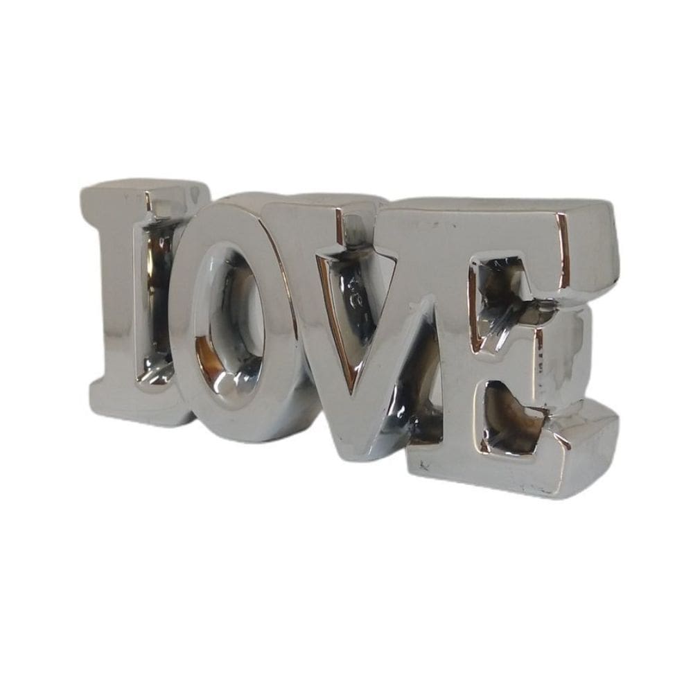 Palavra Decorativa De Cerâmica Love Prateada Lyor R.4535