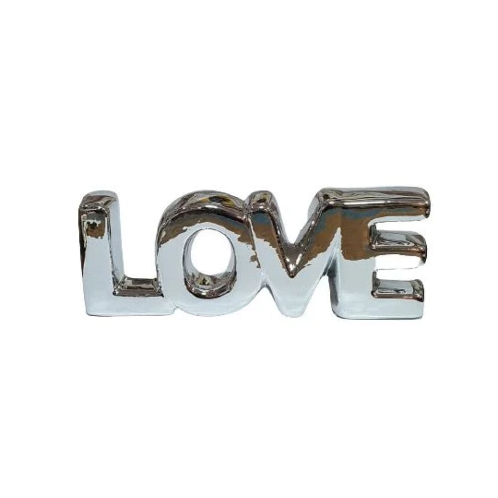 Palavra Decorativa De Cerâmica Love Slim Black Niquel Lyor R.4539