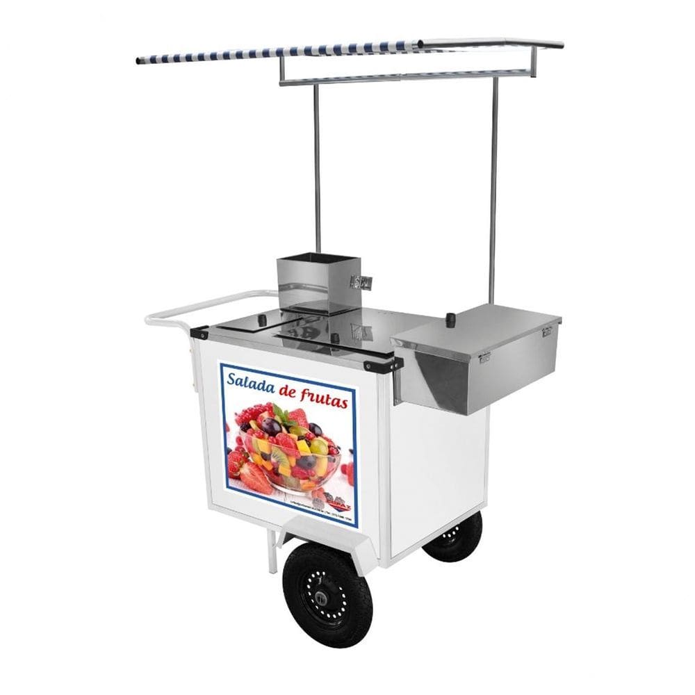Carrinho de Salada de Frutas Luxo com Rodas Pneumáticas e Toldo - Cefaz