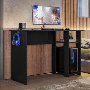 Mesa Gamer Slim Preto Fosco Peternella Móveis