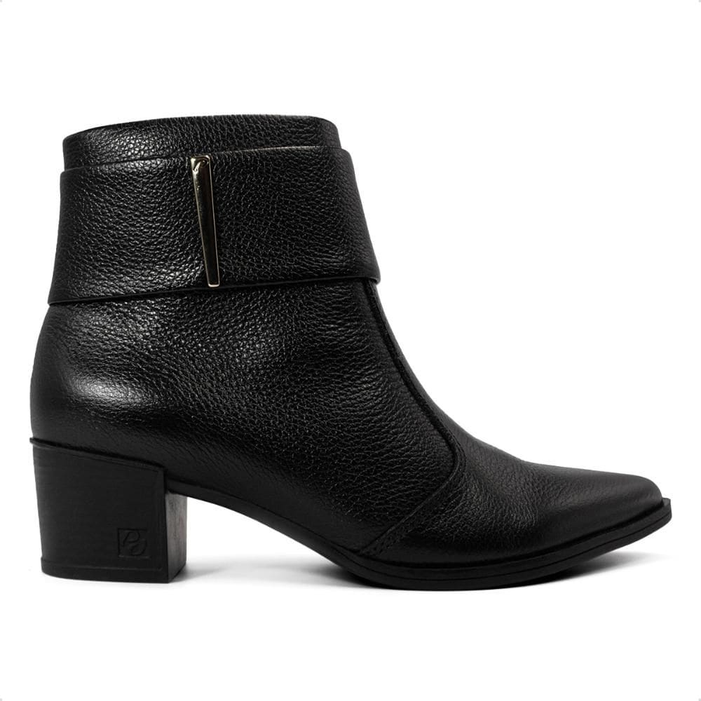 Bota Pegada Feminina Em Couro Salto Bloco Detalhe 280501