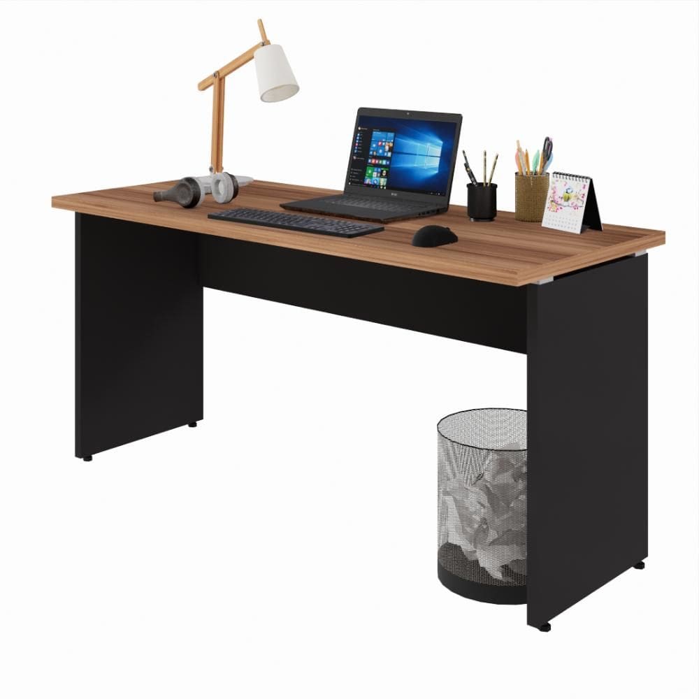 Mesa para Escritório Office Escrivaninha Yaris YAR1560 150x60cm Marrom/Preto