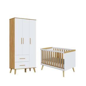 Kit Berço e Guarda Roupa Infantil Moveis Peroba Sky MDF