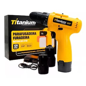 Parafusadeira Furadeira 12v 3/8 2 Baterias S/ Impacto Titanium