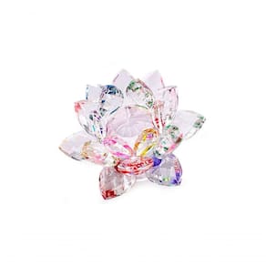 Enfeite Decoração De Cristal Vidro Flor De Lotus Para Sala Quarto Cristaleira Pequeno 8cm Colorido