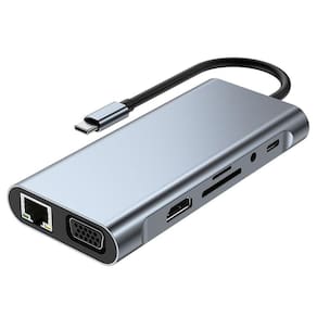 Adaptador Hub  11 Em 1 Tipo C Usb 3.0 Hdmi Rj45 Micro Sd Tf Type C