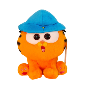 Brinquedo de pelúcia Sanmu Cartoon Garfield Cat com chapéu azul