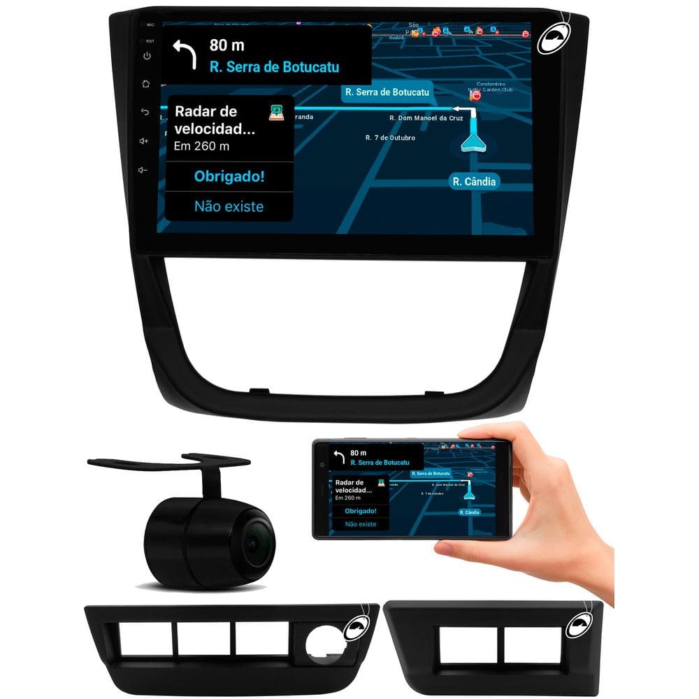 Multimídia 9” Polegadas Vw Gol Saveiro Voyage G5 Espelhamento USB Bluetooth + Moldura Painel + Câmera de Ré