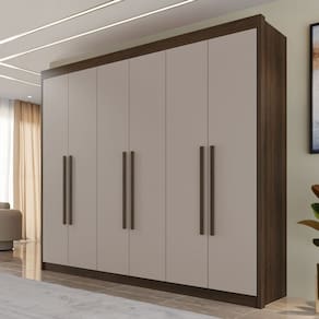 Guarda-Roupa Casal Siena 6 Portas 6 Gavetas 100% Mdf Savana/Off White - Pnr Móveis