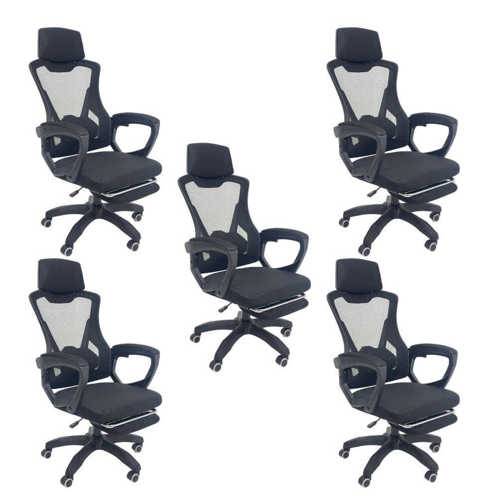 Kit 5 Cadeiras de Escritório Presidente Executiva Oficial Supreme Preto