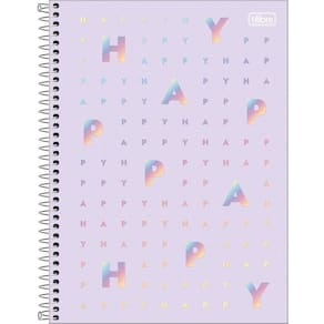 Caderno Happy Capa Dura Universitário 1 Matéria E 80 Folhas Tilibra Lilás