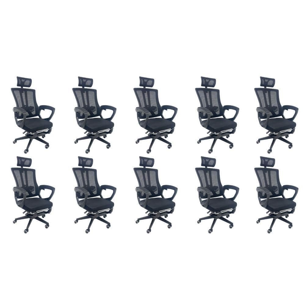 Kit 10 Cadeiras de Escritório Presidente Executiva Oficial Paris Preto