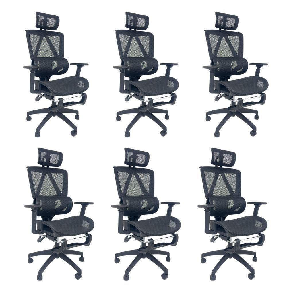 Kit 6 Cadeiras de Escritório Presidente Executiva Oficial Titan Preto